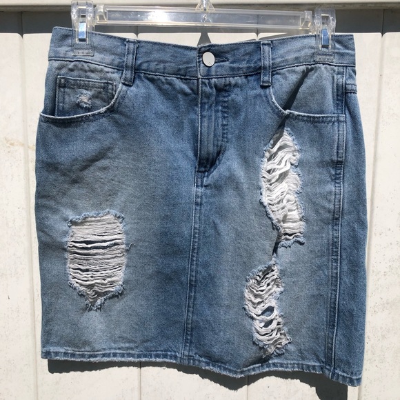 Forever 21 Dresses & Skirts - Denim Skirt with Rips in it
